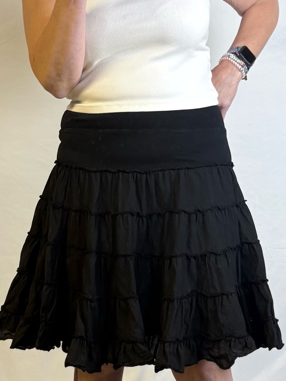 Karen Kane Black Tiered Skater Skirt